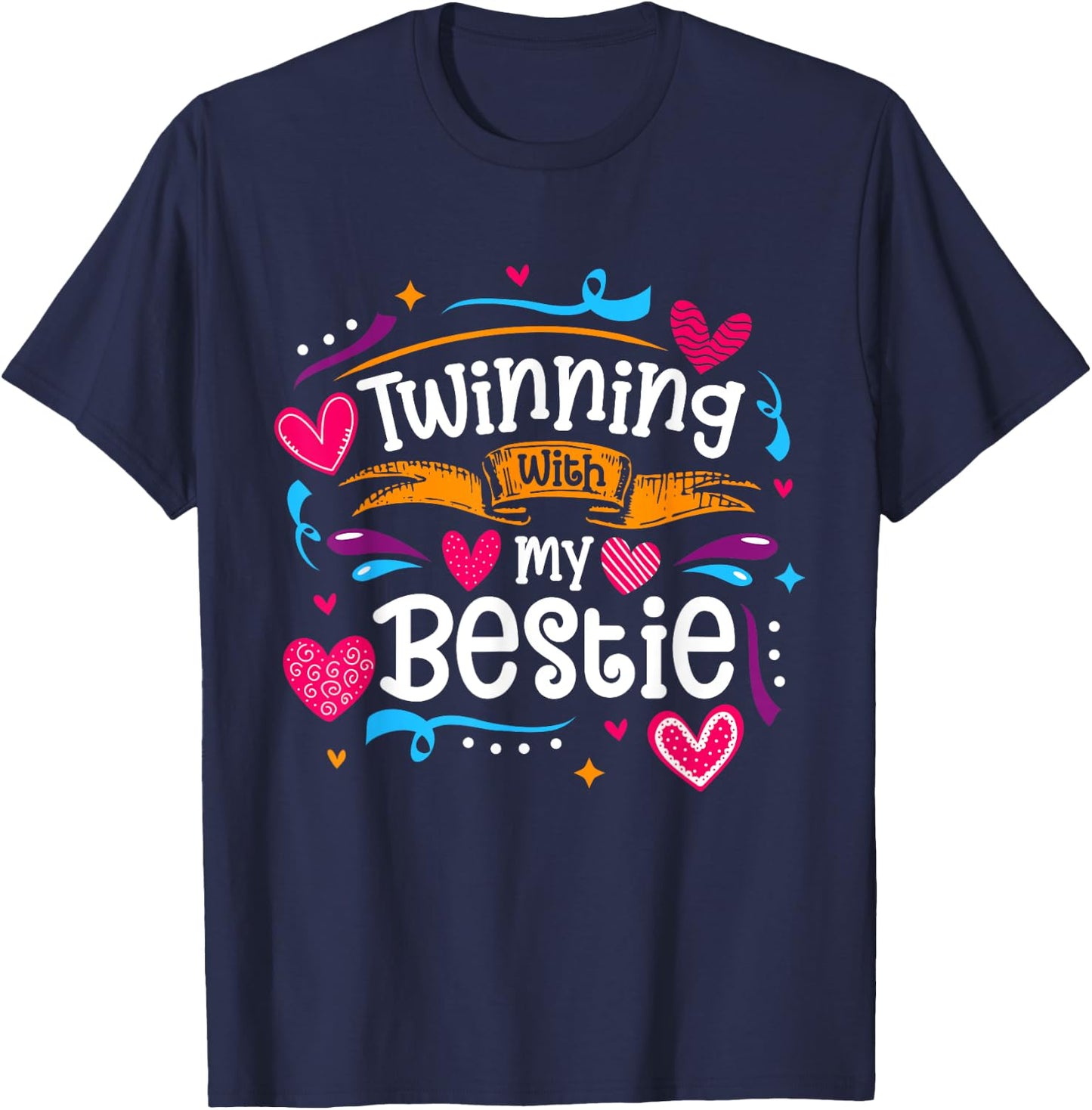Twinning Bestie Twins Day Friends Matching T-Shirt - T-Shirt | Navy