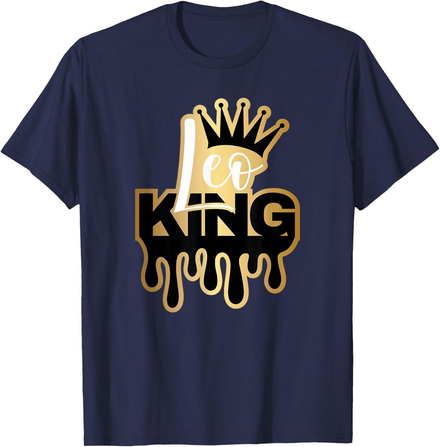 Dripping Leo King Zodiac T-Shirt - T-Shirt | Navy