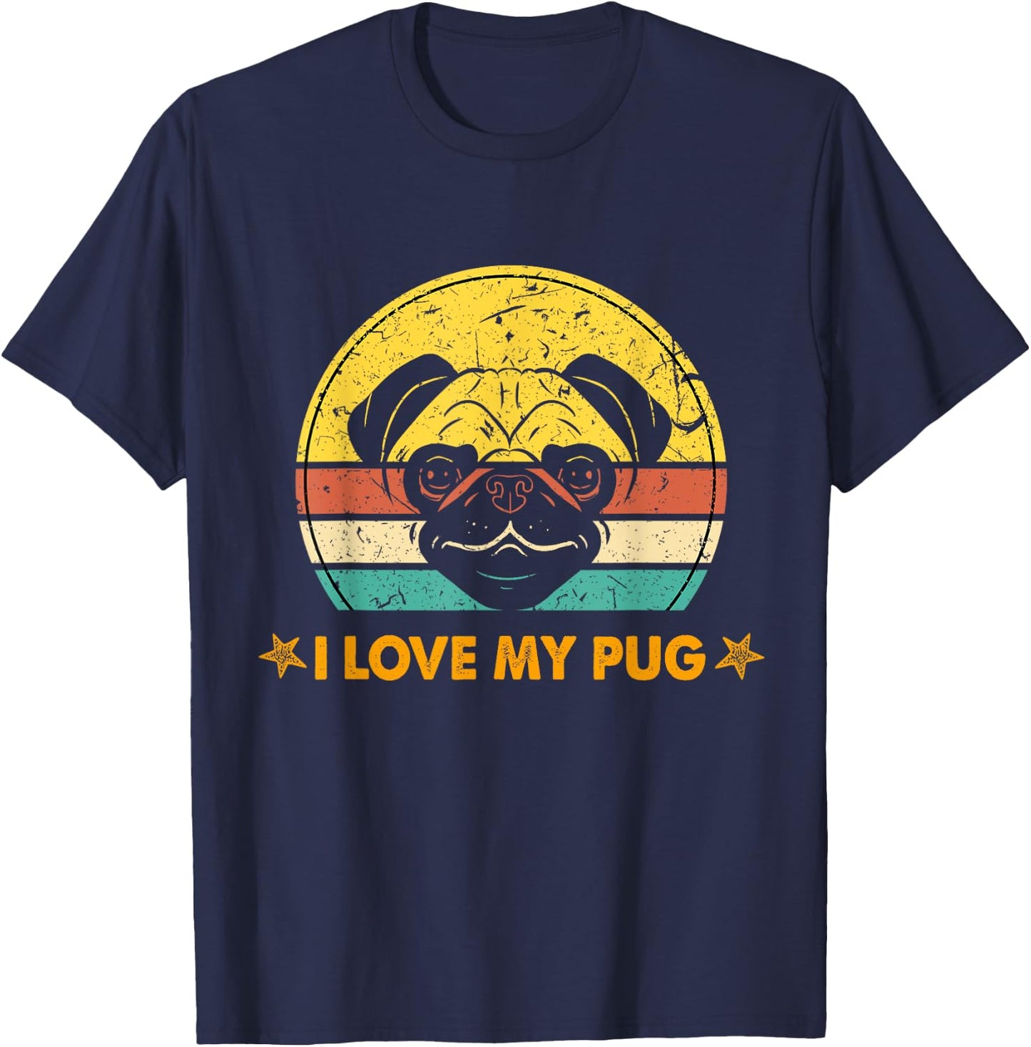 Pug Love I Love My Pug T-Shirt - T-Shirt | Navy
