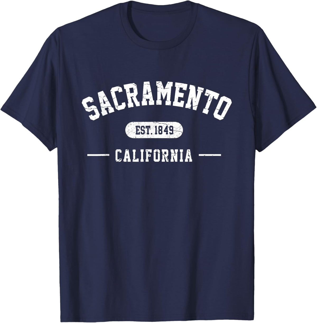 Sacramento California Est 1849 Vintage Retro Athletic Style T-Shirt - T-Shirt | Navy
