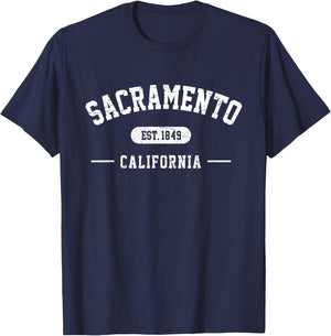 Sacramento California Est 1849 Vintage Retro Athletic Style T-Shirt - T-Shirt | Navy