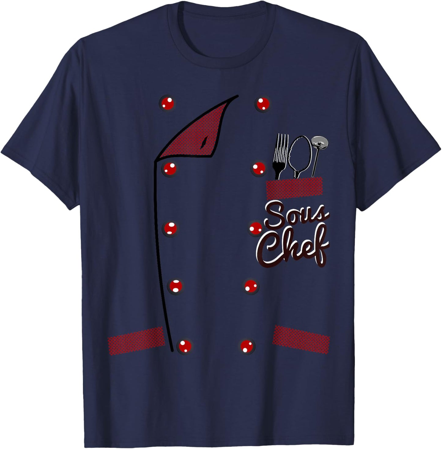 Sous Chef Jacket Funny Faux Costume Idea for Cooks T-Shirt - T-Shirt | Navy