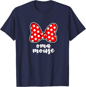 Oma Mouse Family Vacation Bow T-Shirt - T-Shirt | Navy