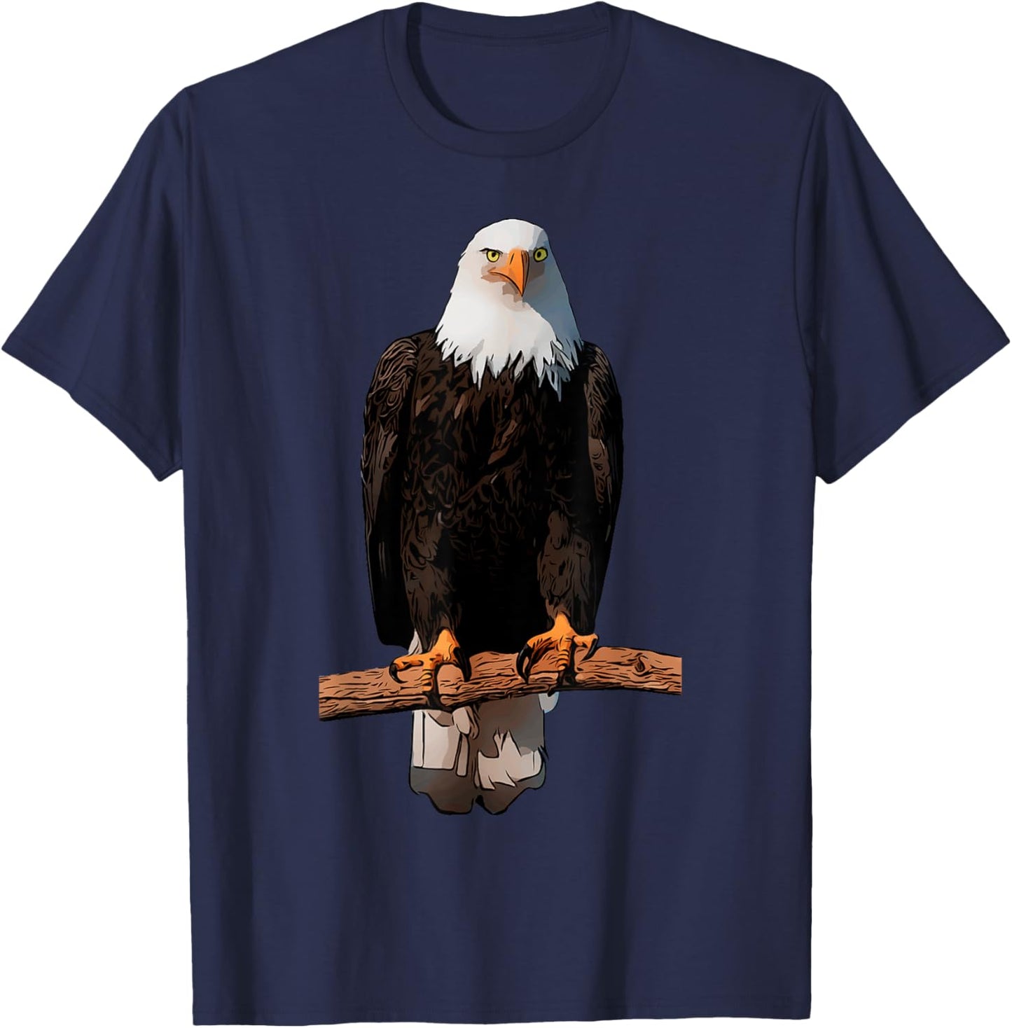 American Bald Eagle Illustration on Branch Kids Men T-Shirt - T-Shirt | Navy