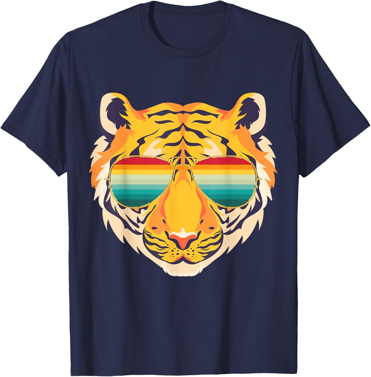 Birthday Shirt Cool Tiger Striped Animal Theme Party T-Shirt - T-Shirt | Navy
