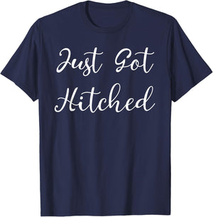 Just Got Hitched Bride Meme Design T-Shirt - T-Shirt | Navy