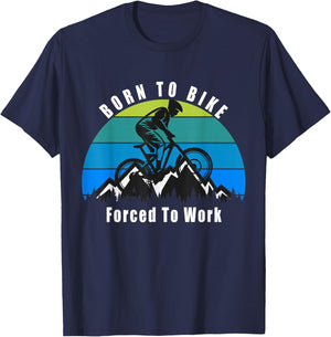 Born To Bike Forced To Work T-Shirt - T-Shirt | Navy