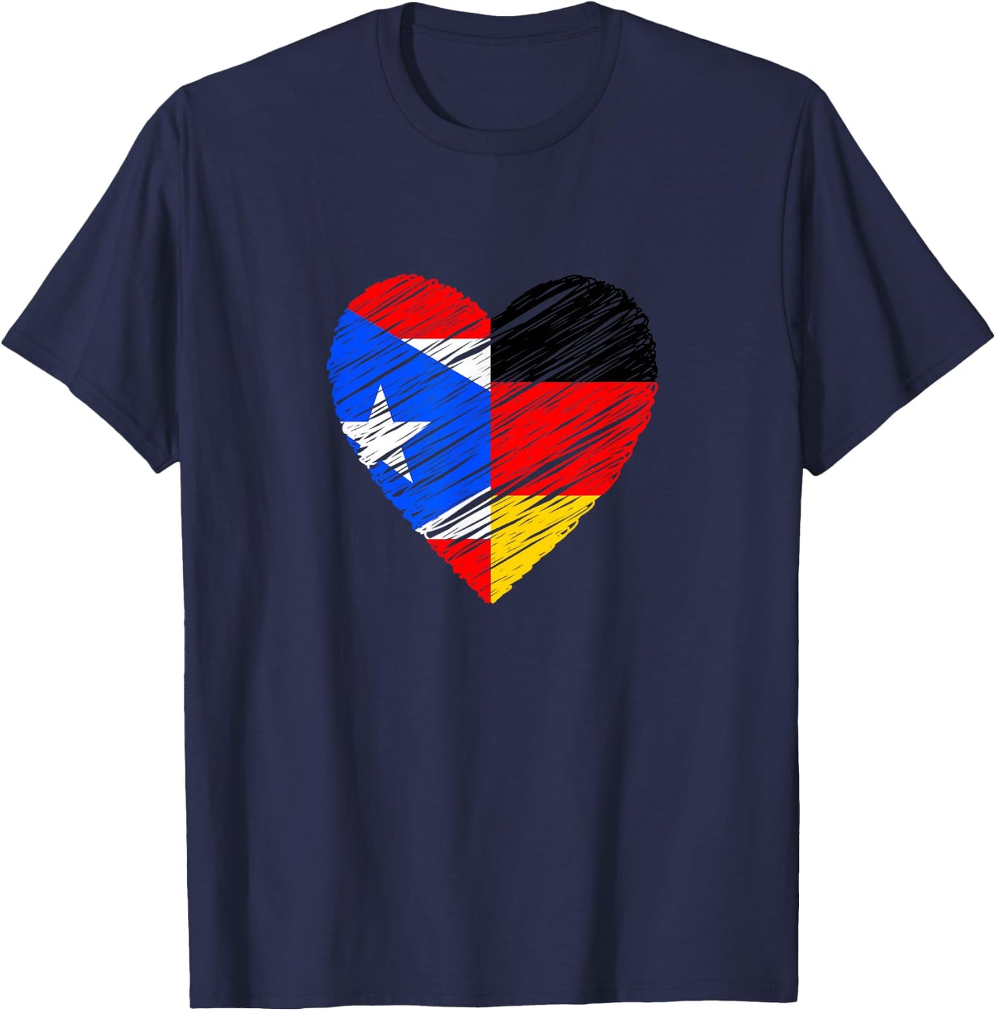 Puerto Rico Germany Vintage Heart German Flag Puerto Rican T-Shirt - T-Shirt | Navy