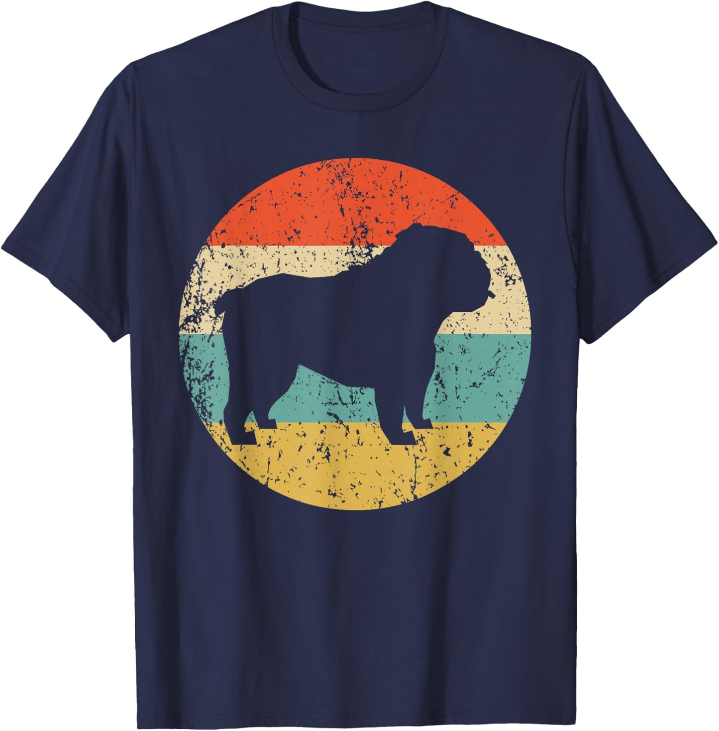 English Bulldog Retro English Bulldog Dog T-Shirt - T-Shirt | Navy