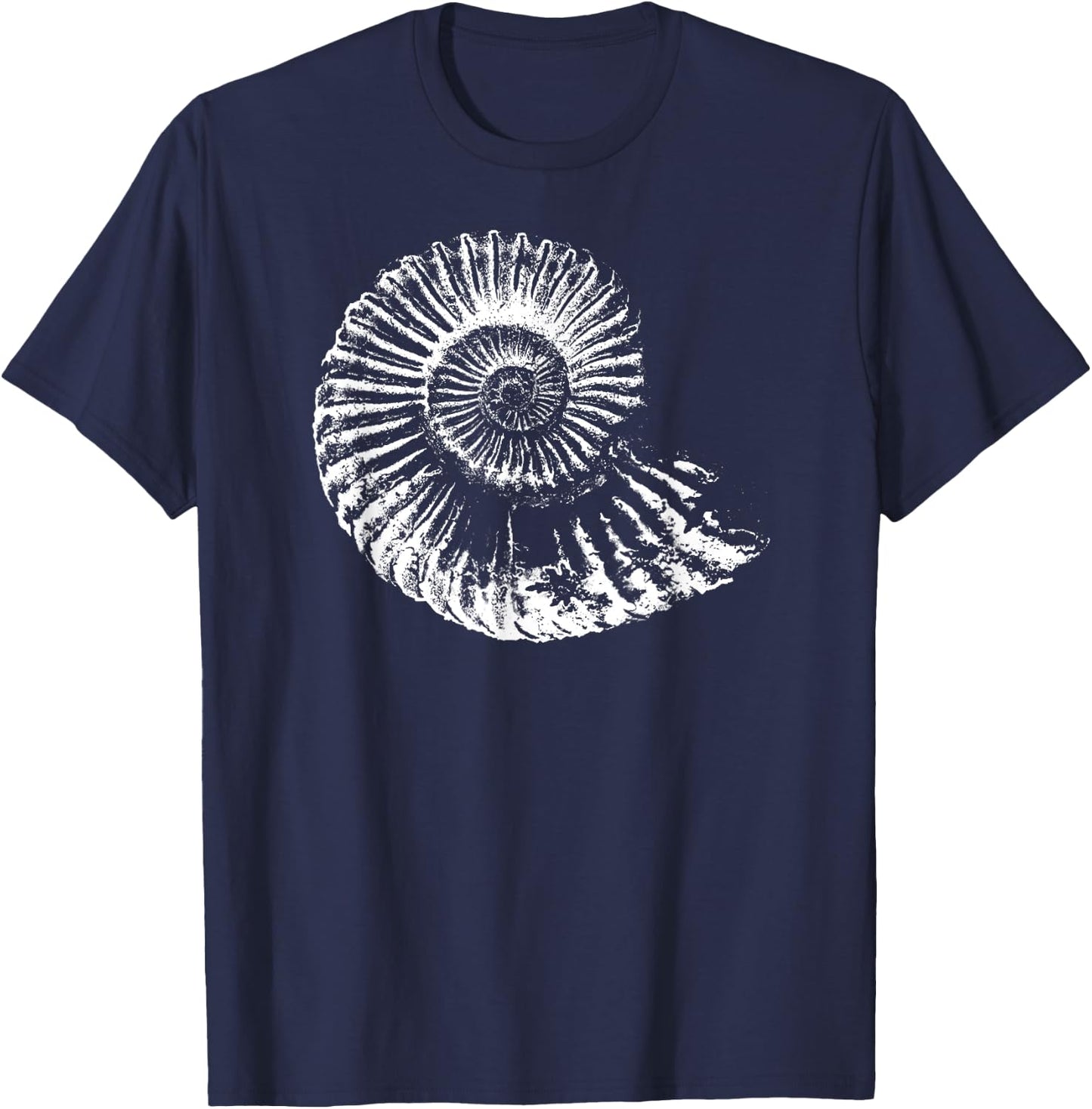 Digger Gifts 4 U - Paleontology Palentologists Ammonite Fossil - -Adults, Kids - Black - Small - Short Sleeve - - Classic Fit - Charmouth Ammonite Fossil Design T-Shirt - T-Shirt | Navy