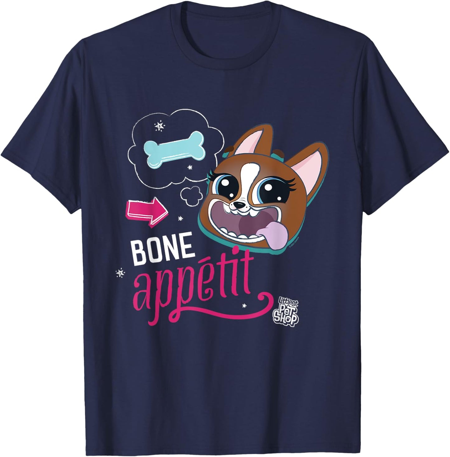 Littlest Pet Shop Dog Bone Appetit Women Girls Kids T-Shirt - T-Shirt | Navy