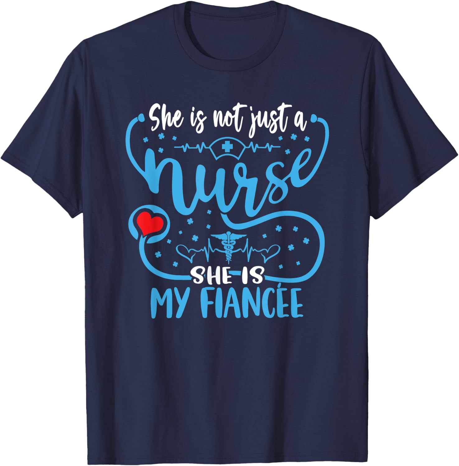 My Fiancee Is A Nurse Proud Nurse's Fiance RN LPN Family T-Shirt - T-Shirt | Navy
