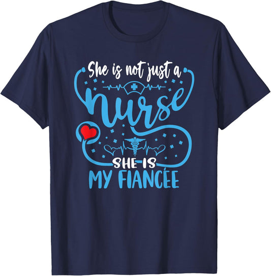 My Fiancee Is A Nurse Proud Nurse's Fiance RN LPN Family T-Shirt - T-Shirt | Navy