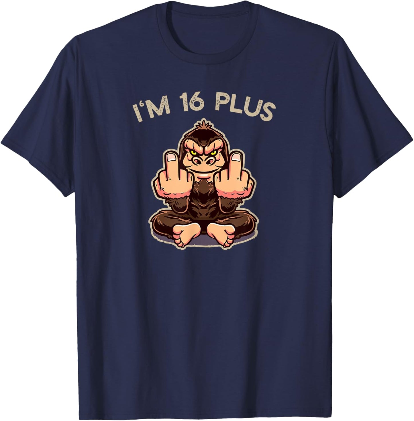 18th Birthday Middle Finger Monkey 18 Years Old Funny T-Shirt - T-Shirt | Navy