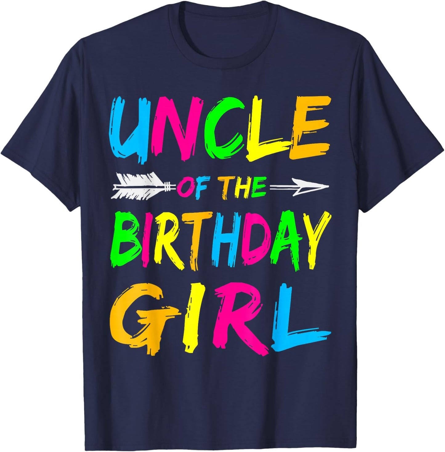 Uncle of the Birthday Girl Retro 80's Party Shirt T-Shirt - T-Shirt | Navy