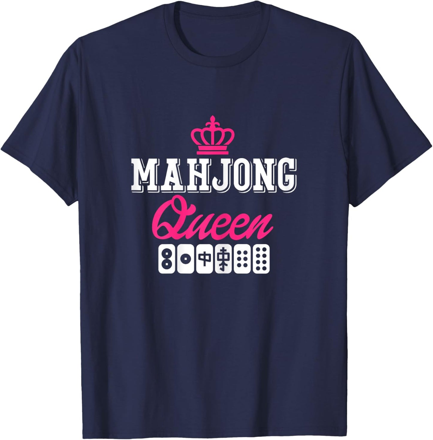 Mahjong Queen Board Game Player Mah-Jongg Solitaire China T-Shirt - T-Shirt | Navy