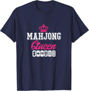 Mahjong Queen Board Game Player Mah-Jongg Solitaire China T-Shirt - T-Shirt | Navy