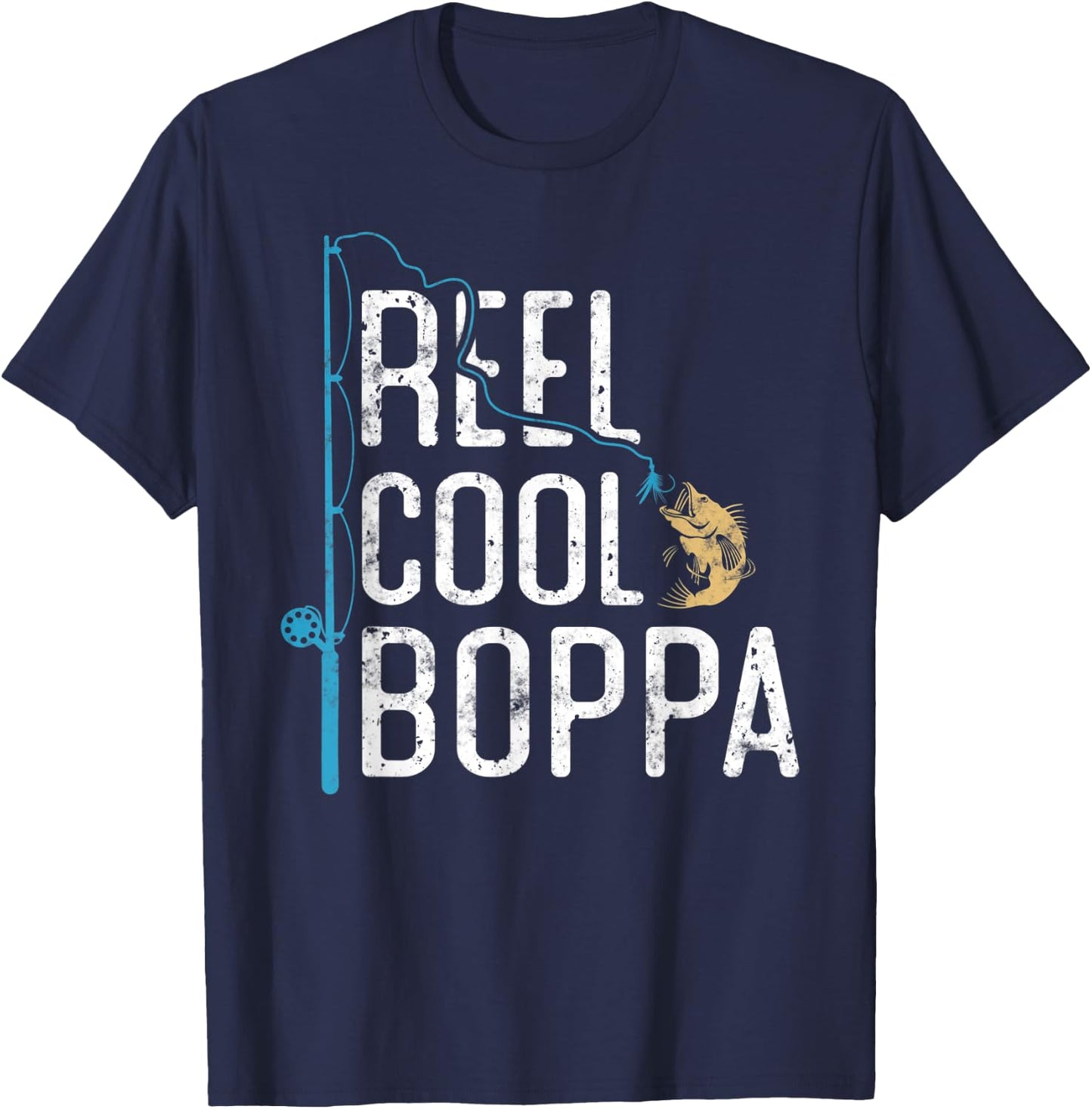Reel Cool Boppa vintage funny fishing rod Gift Boppa T-Shirt - T-Shirt | Navy
