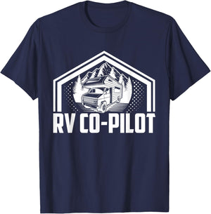 Motorhome Rv Camping Camper Rv Co- Pilot T-Shirt - T-Shirt | Navy