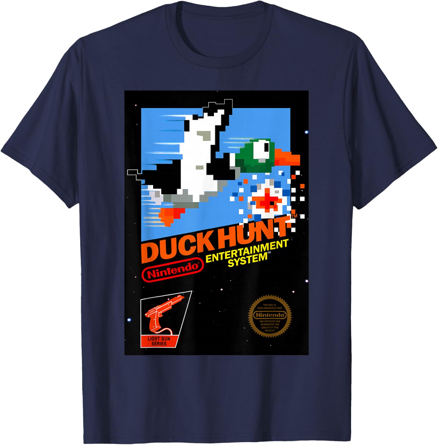 Nintendo NES Duck Hunt Retro Vintage Cover Graphic T-Shirt - T-Shirt | Navy