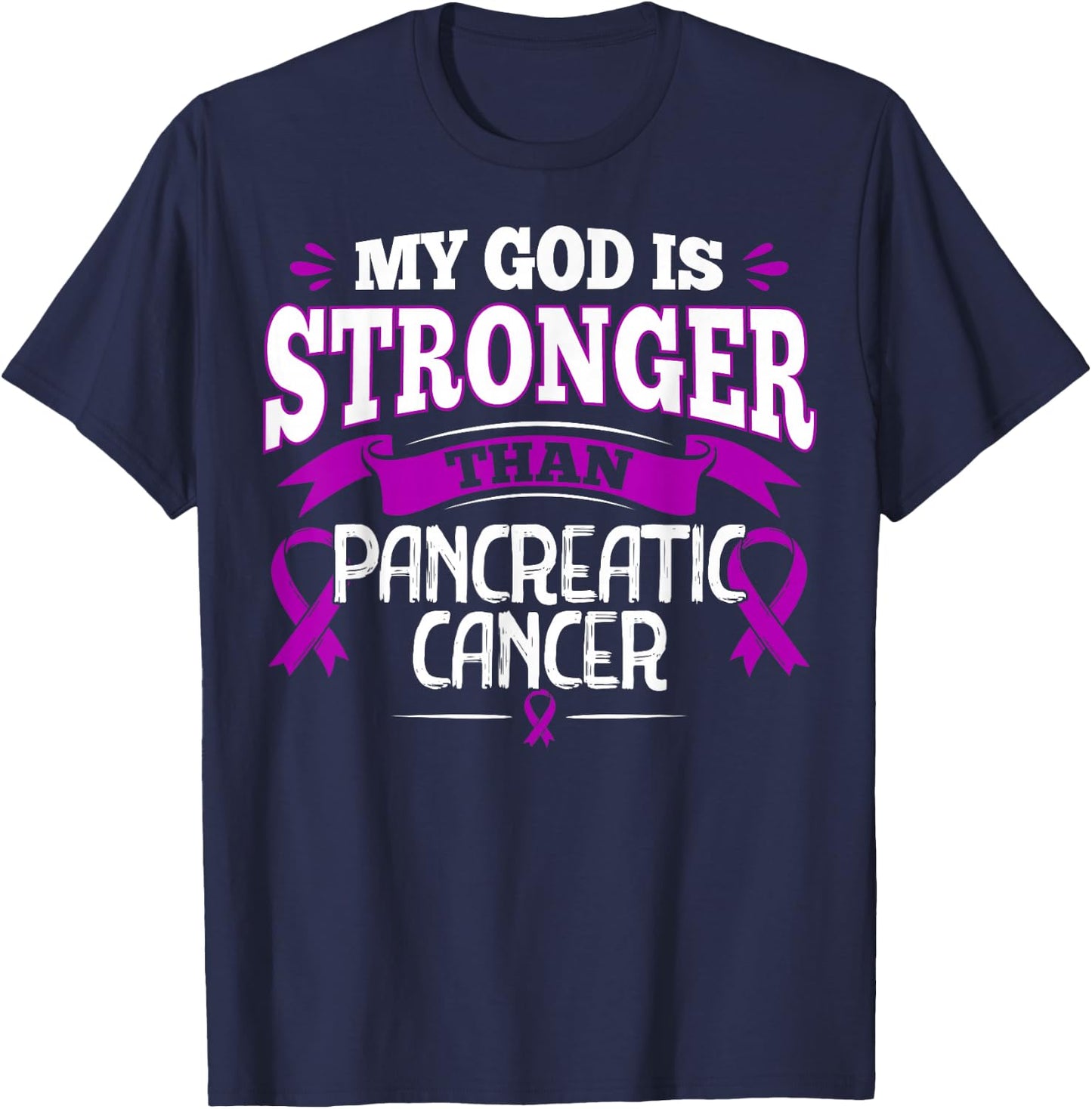 Purple Awareness Ribbon - Pancreatic Cancer Survivor T-Shirt - T-Shirt | Navy