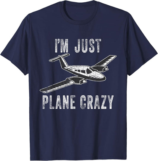 I'm Just Plane Crazy - Funny Airplanes Aircrafts Pilots Kids T-Shirt - T-Shirt | Navy
