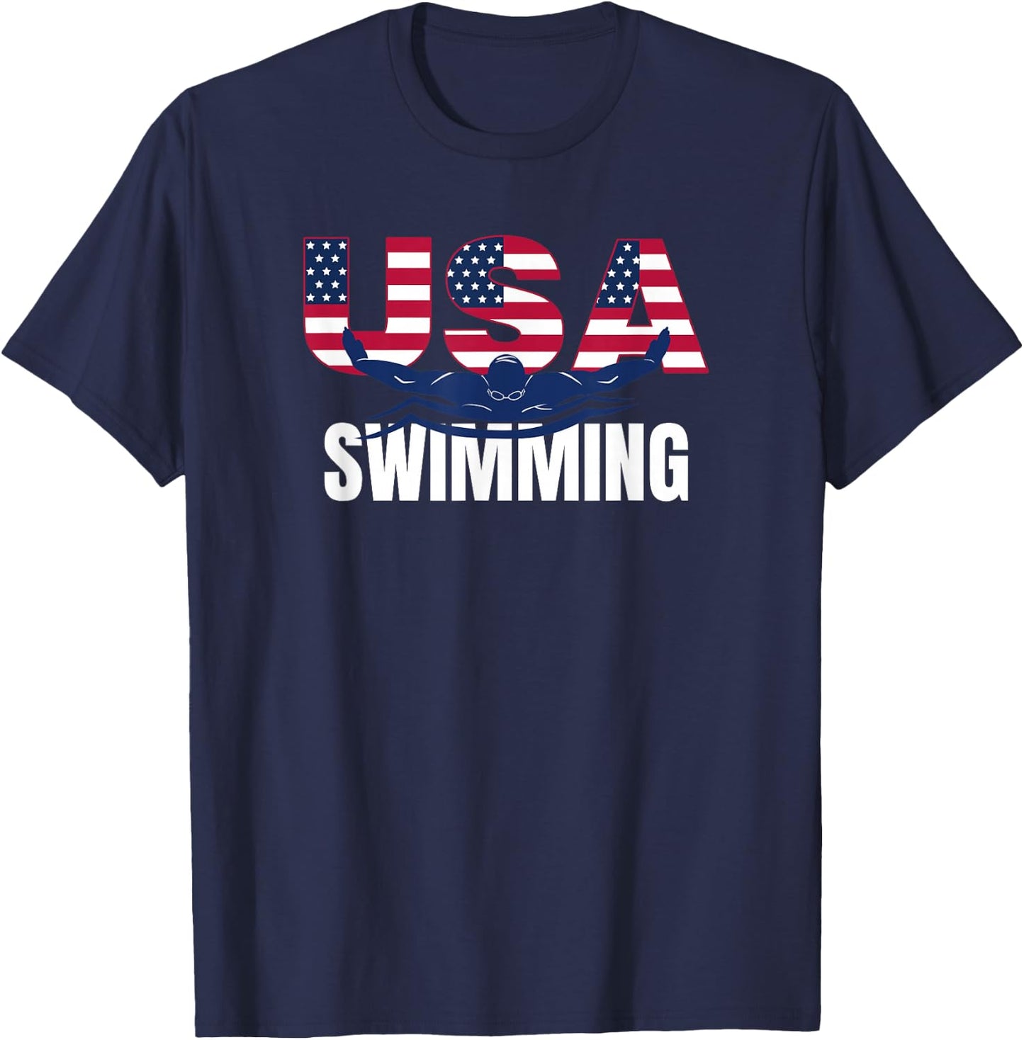 USA Swimming Athlete Summer US Swim Aquatic Sport Letters T-Shirt - T-Shirt | Navy