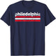 Philadelphia Pennsylvania Three Stripe Vintage Weathered T-Shirt - T-Shirt | Navy