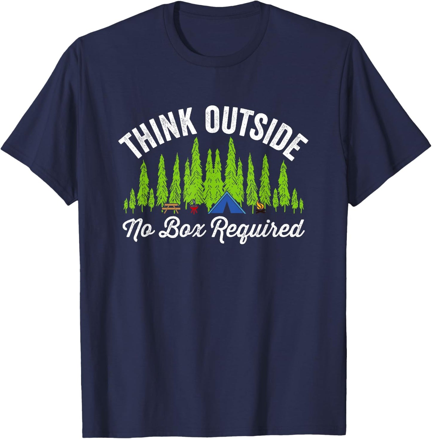Think Outside No Box Required Outdoors Camp T-Shirt - T-Shirt | Navy