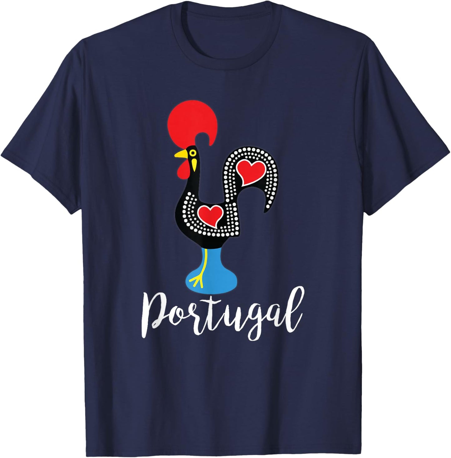Portuguese Rooster Portugal Galo de Barcelos Figurine T-Shirt - T-Shirt | Navy