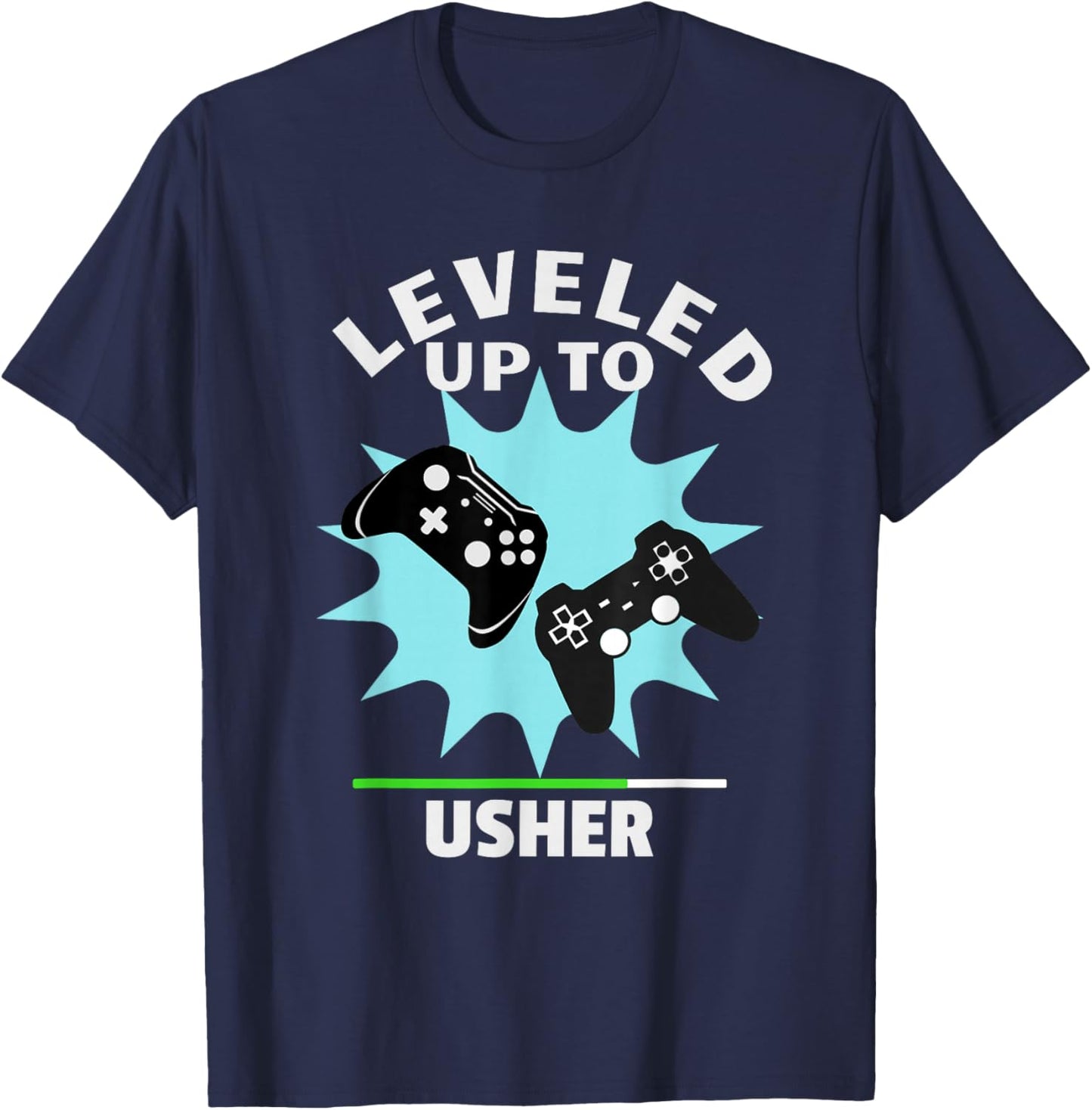 Usher Wedding Gift Funny Leveled Up Gamer T-Shirt - T-Shirt | Navy