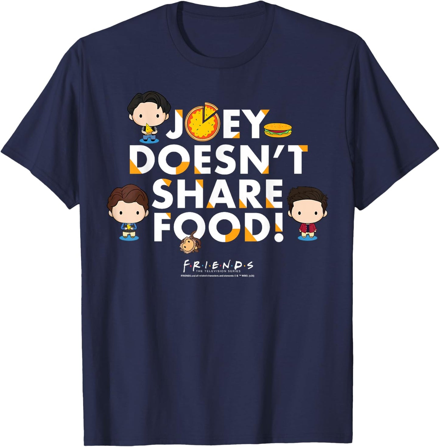 Friends Chibi Joey Doesn't Share Food T-Shirt - T-Shirt | Navy