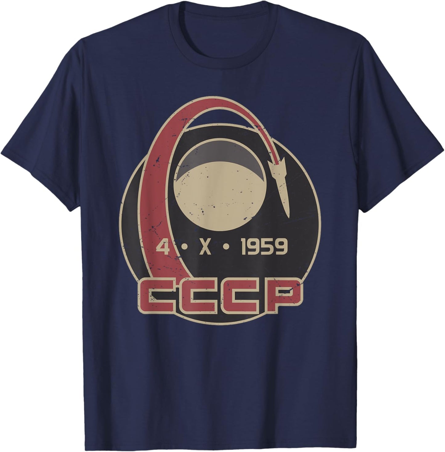 Vintage Sputnik USSR Soviet Union Soviet Propaganda T-Shirt - T-Shirt | Navy