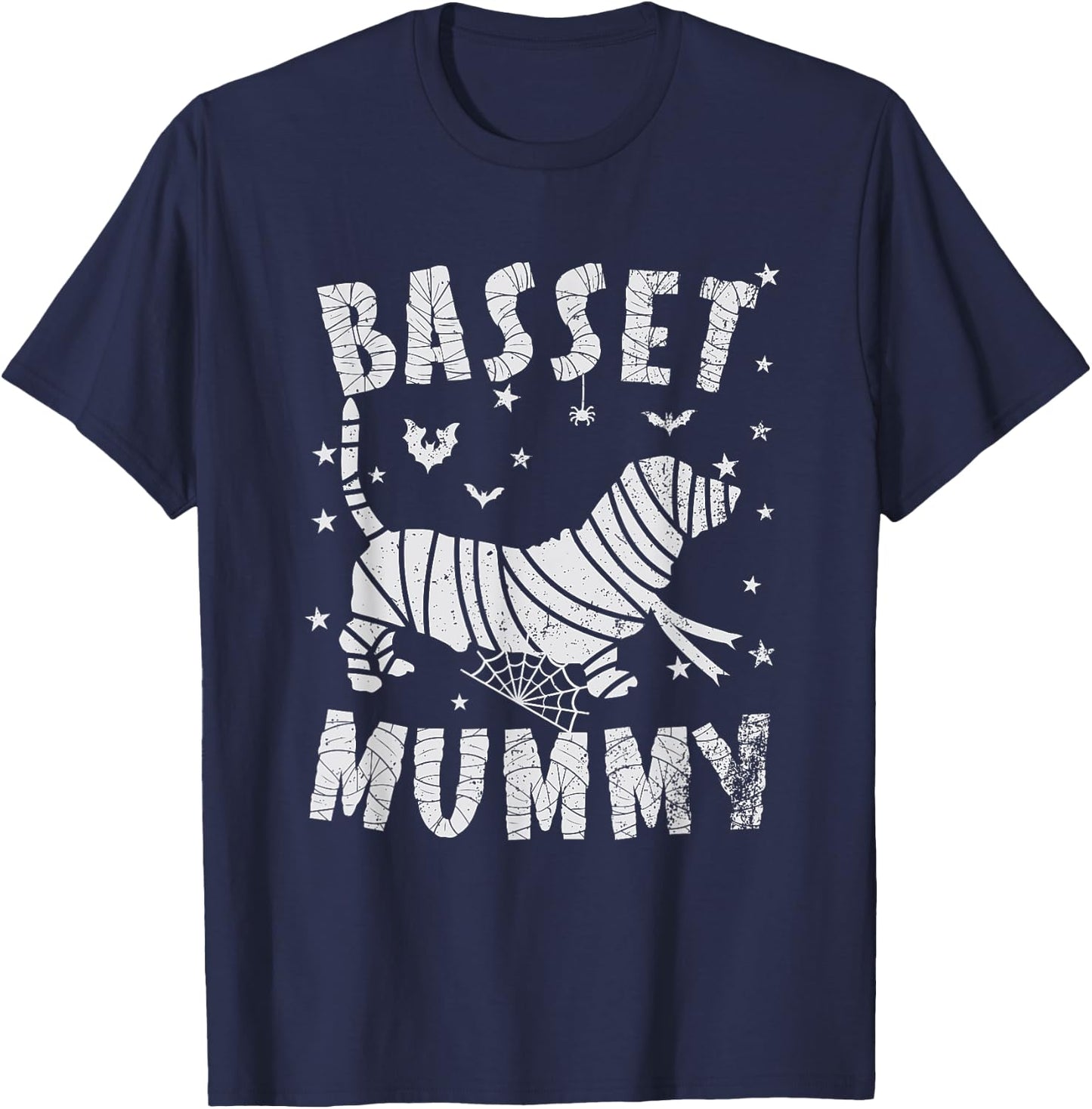 Basset Hound Mummy - Halloween T-Shirt - T-Shirt | Navy