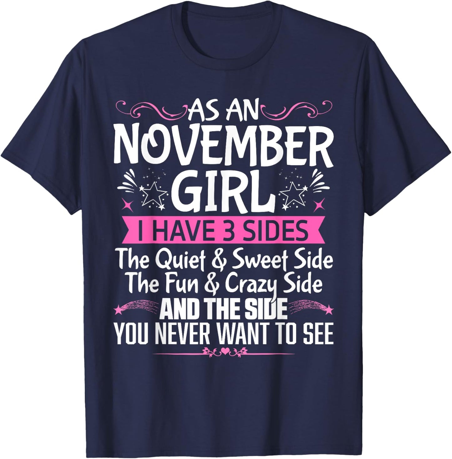 November Queen Born in November Cute Birthday November Girl T-Shirt - T-Shirt | Navy