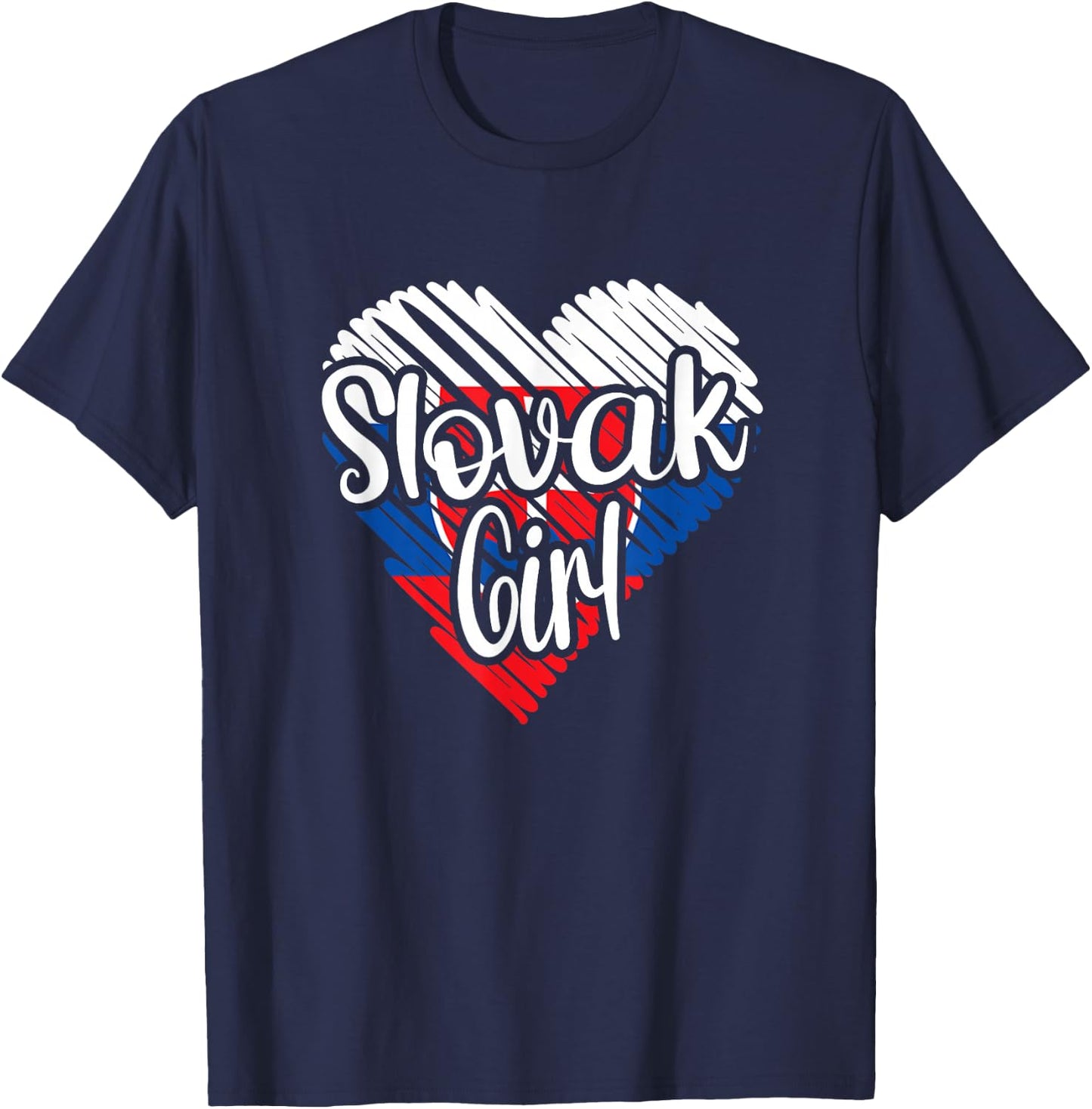 Slovakia For Girl Slovak Heart Flag Slovakia T-Shirt - T-Shirt | Navy