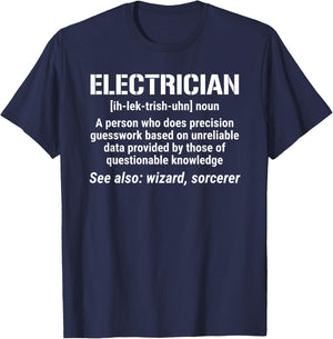 Funny Electrician Definition Wizard T-Shirt - T-Shirt | Navy