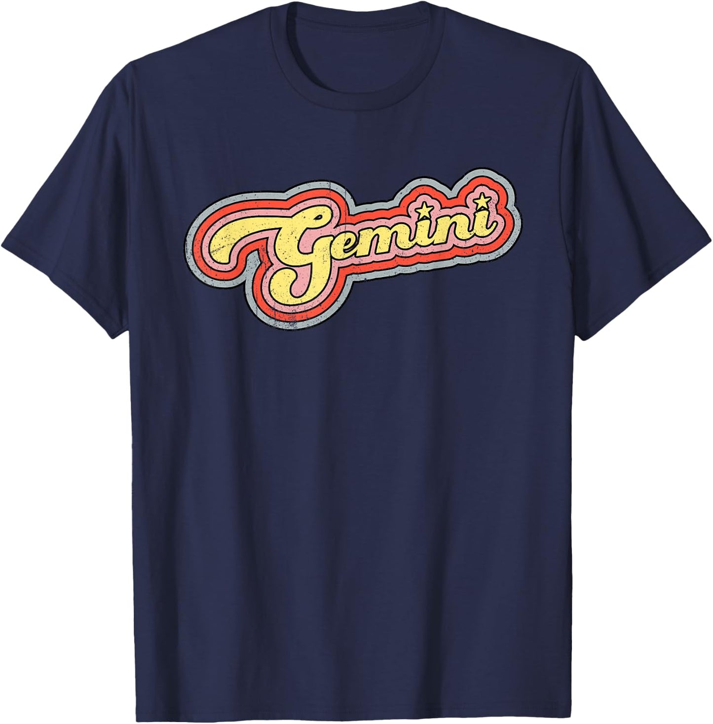 Retro Gemini Zodiac Twins May June Birthday Sign Horoscope T-Shirt - T-Shirt | Navy