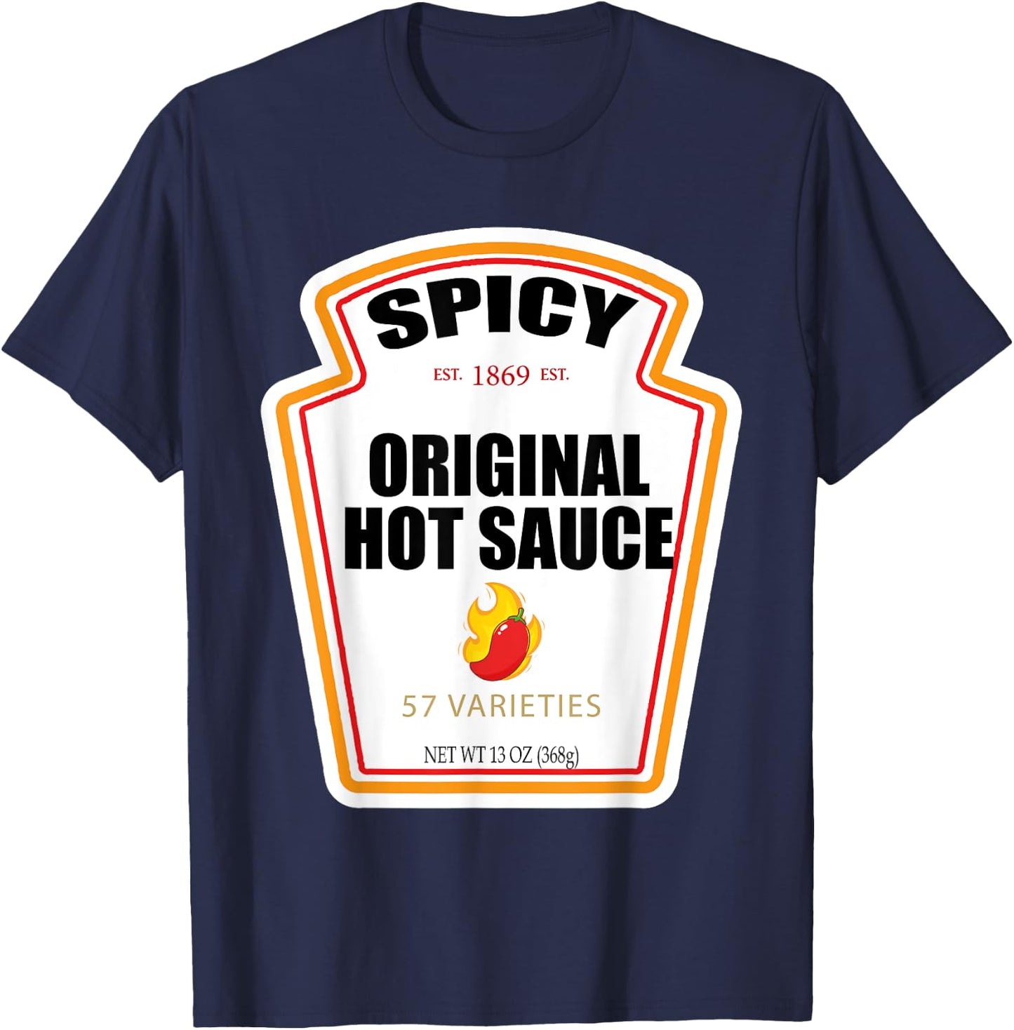 Halloween Matching Costume Spicy Chili Sauce Bottle Label T-Shirt - T-Shirt | Navy