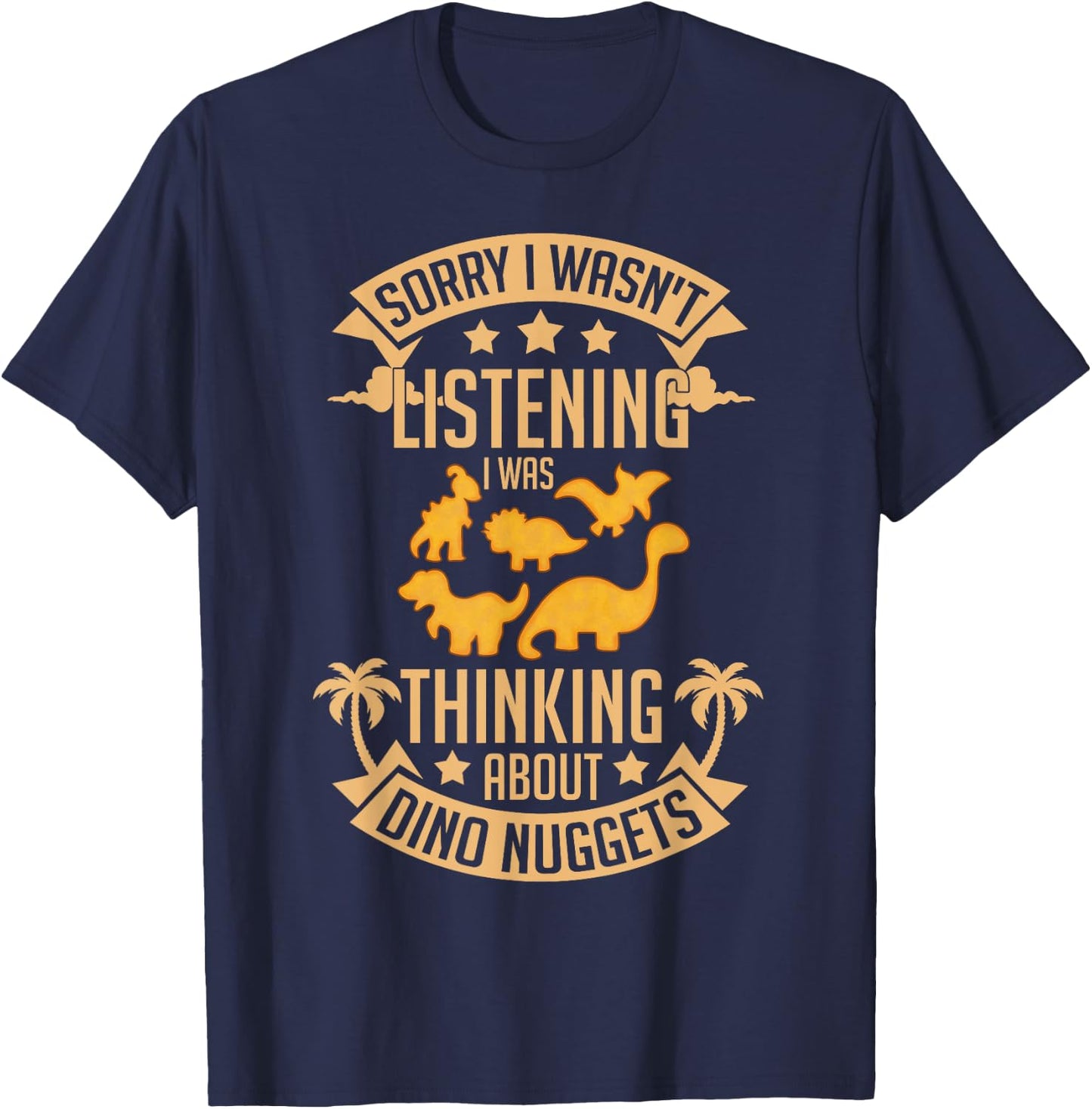Dino Chicken Nugget Dinosaur Nugs Veggie Funny T-Shirt - T-Shirt | Navy