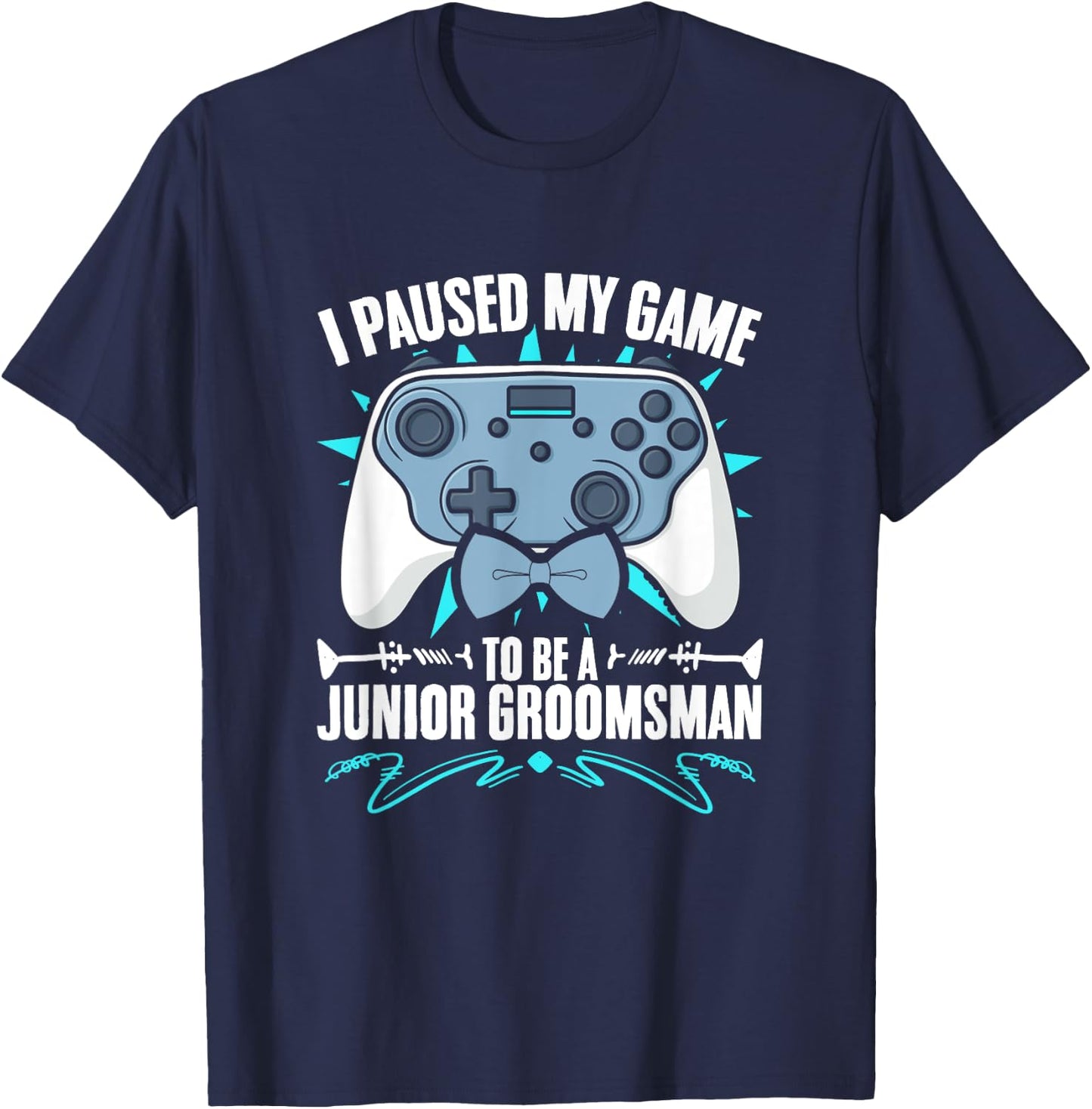 Junior Groomsman Video Gamer Paused My Game Junior Groomsmen T-Shirt - T-Shirt | Navy