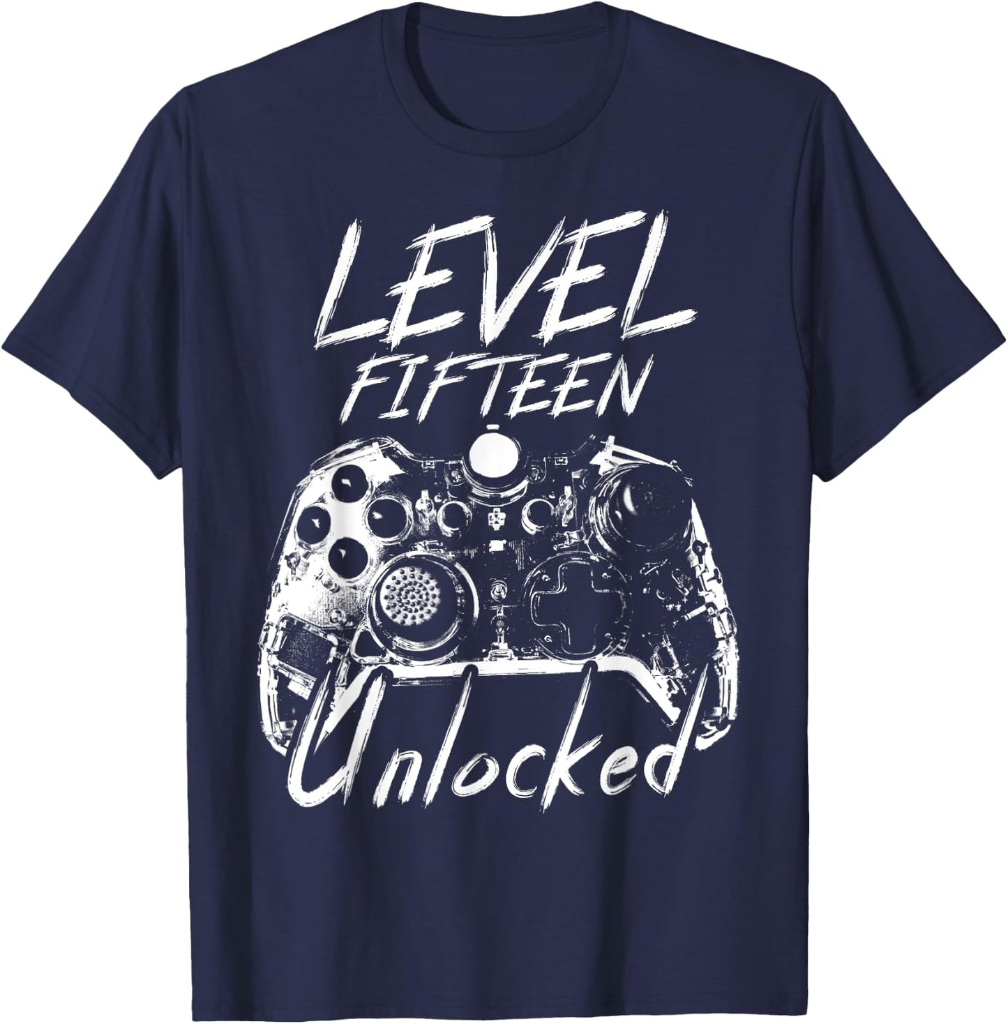 Level 15 Unlocked 15 Year Old 15th Birthday T-Shirt - T-Shirt | Navy