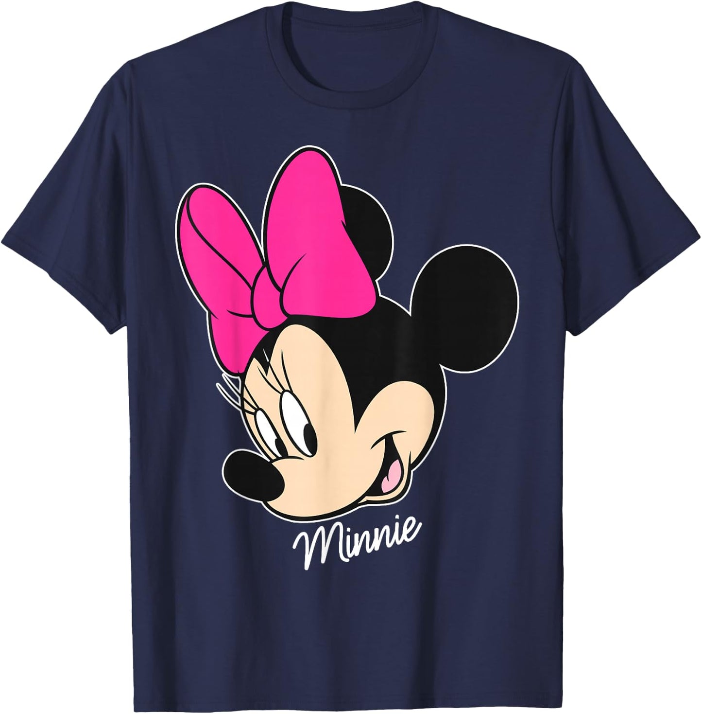 Disney Mickey And Friends Minnie Mouse Big Face , Black, Small T-Shirt - T-Shirt | Navy