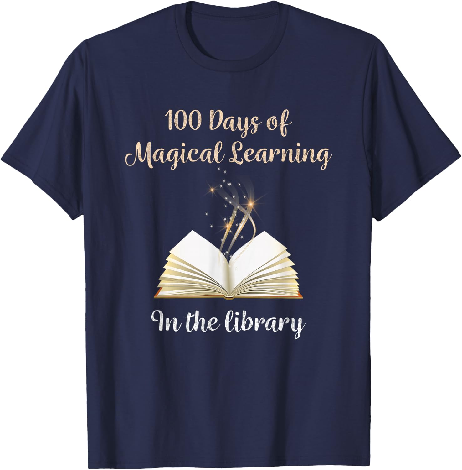100th Day of School Magical Library Learning Adventure T-Shirt - T-Shirt | Navy