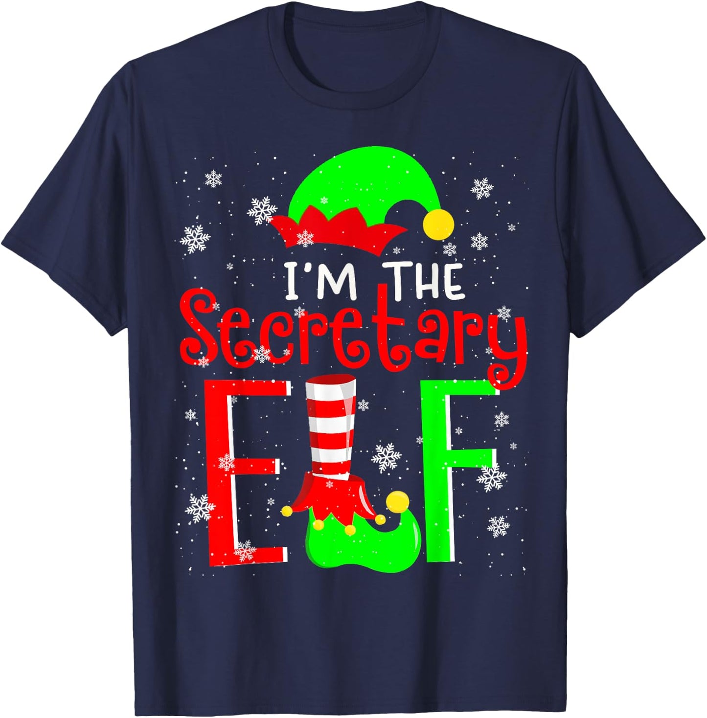 I'm The Secretary ELF Funny Christmas Elf Matching Family T-Shirt - T-Shirt | Navy