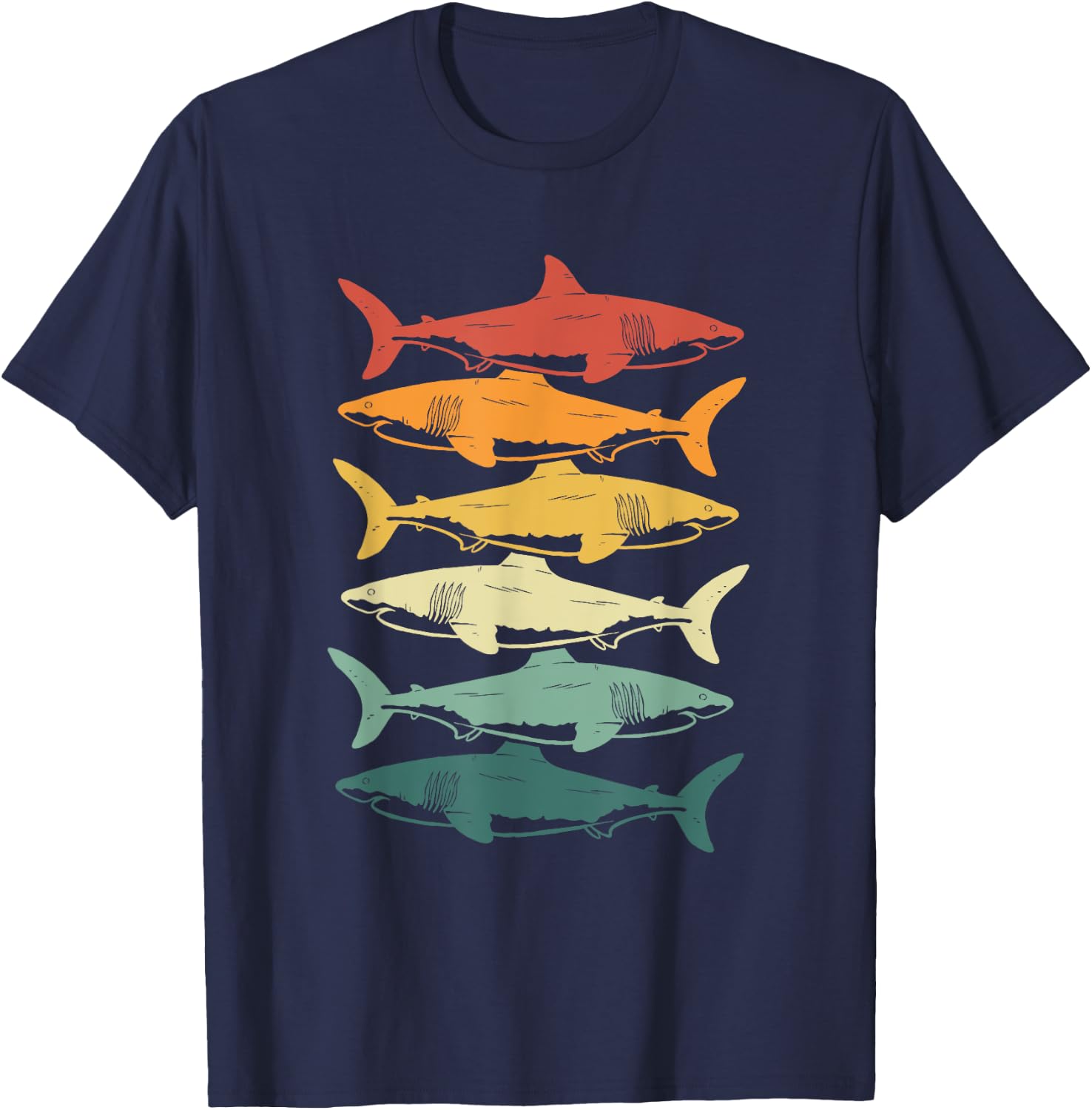 Retro Sharks For Shark Lover T-Shirt - T-Shirt | Navy