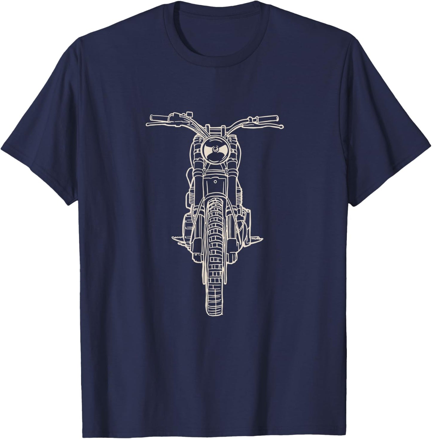 Hand Drawn Vintage Cafe Bike Racer T-Shirt - T-Shirt | Navy