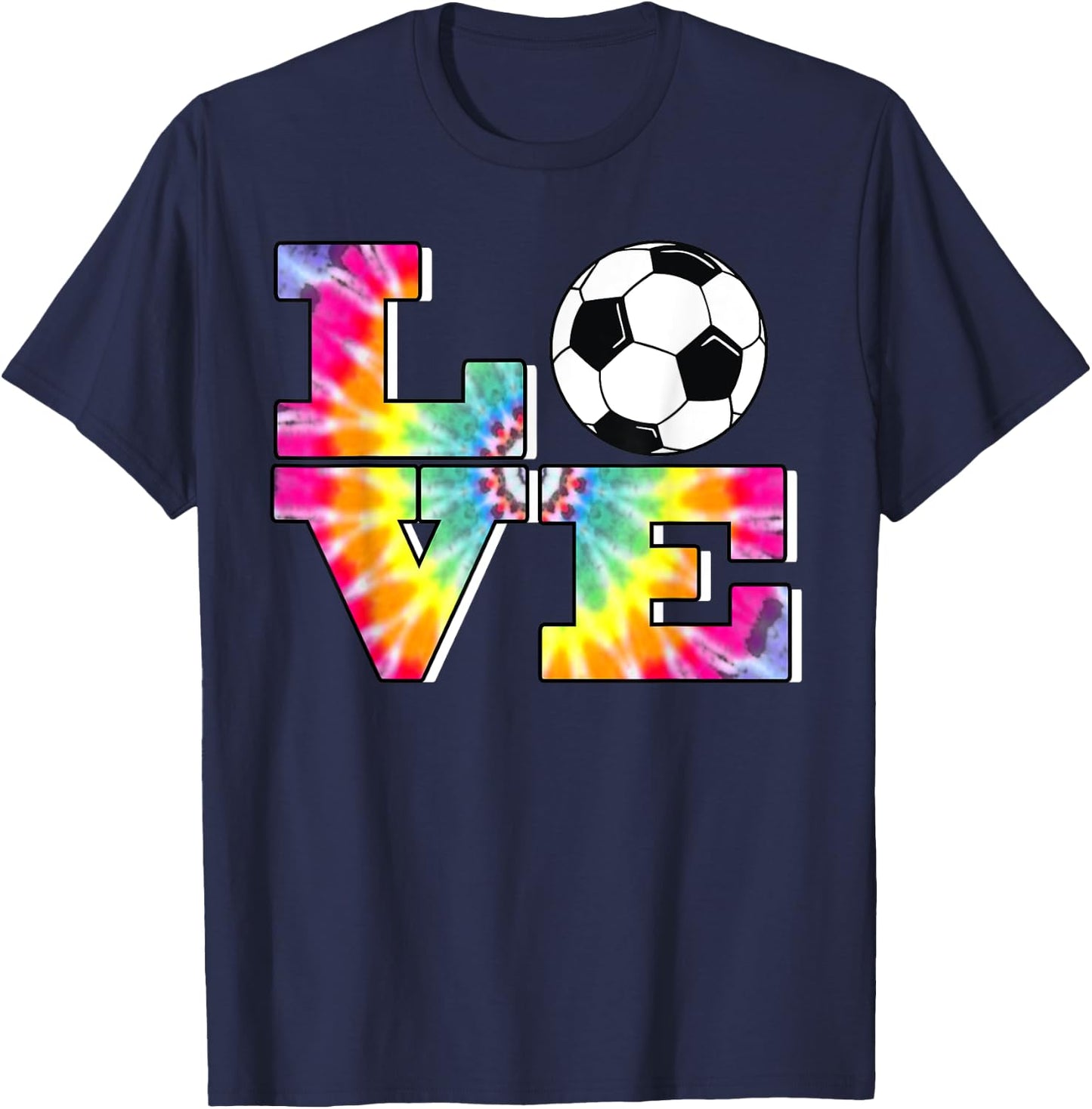 Soccer Tie Dye LOVE Multi Color Teen Girls T-Shirt - T-Shirt | Navy