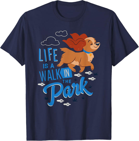 Disney Dogs Lady Life is a Walk in the Park T-Shirt - T-Shirt | Navy