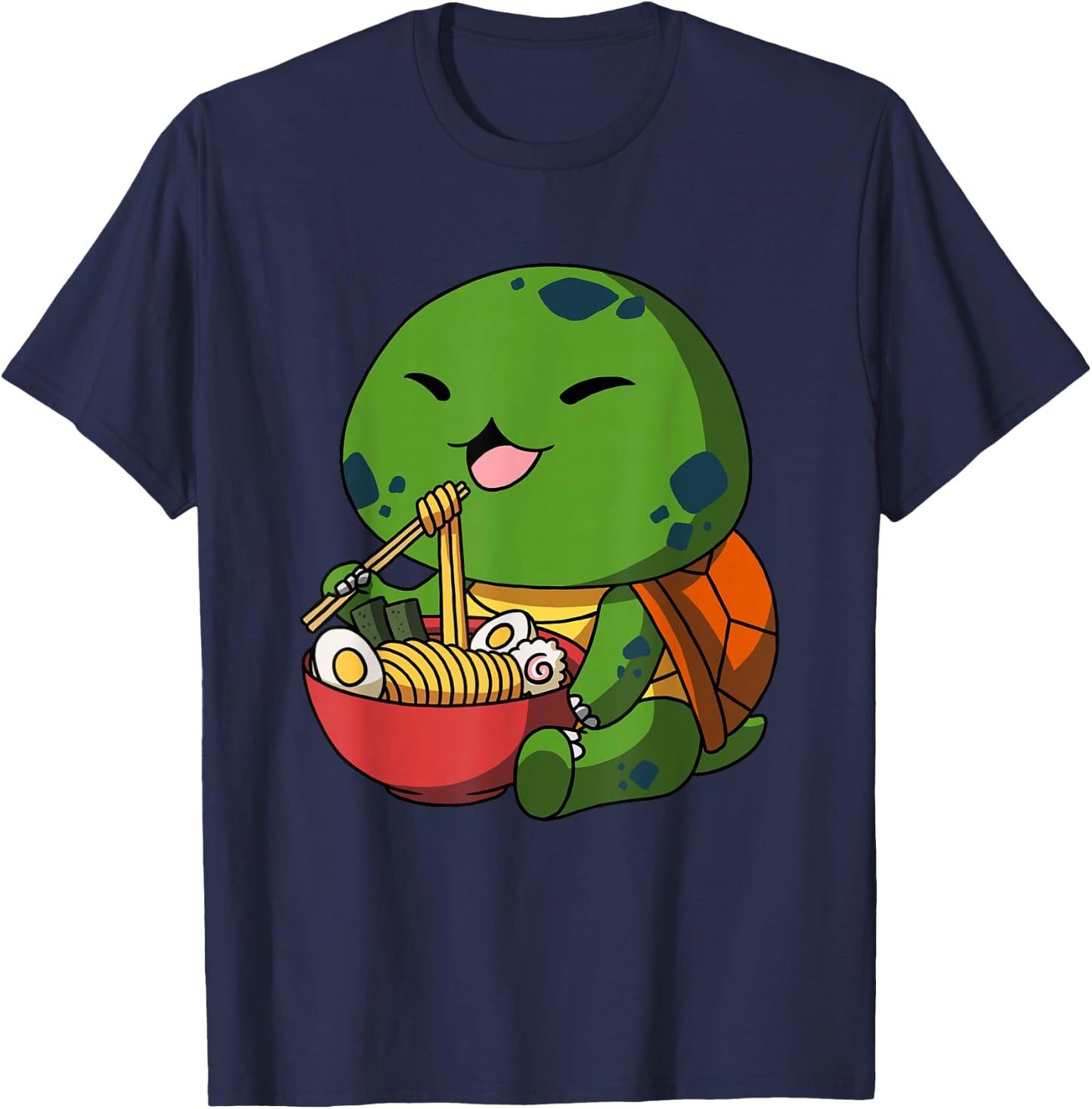 Kawaii Anime Turtle Asian Noodles Japanese Ramen T-Shirt - T-Shirt | Navy